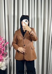 Veste en simili-cuir camel