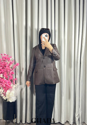 Veste en simili-cuir marron