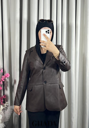 Veste en simili-cuir marron