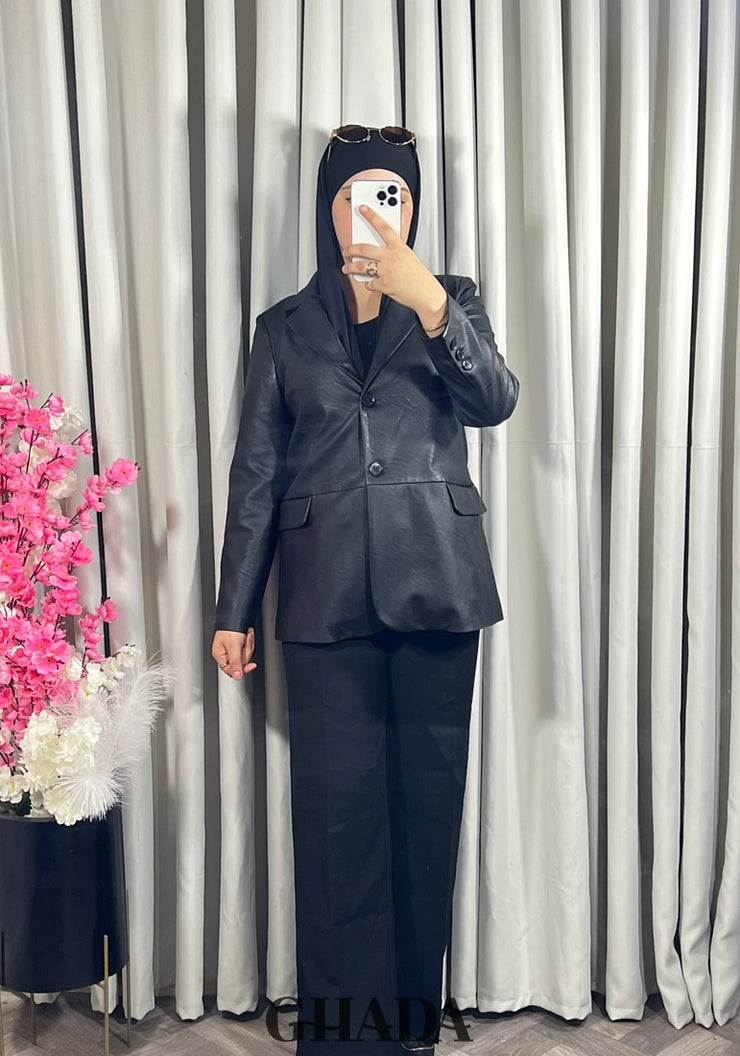 Veste en simili-cuir noir
