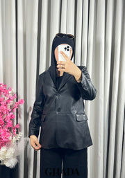 Veste en simili-cuir noir