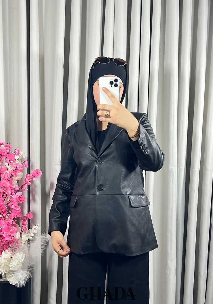 Veste en simili-cuir noir