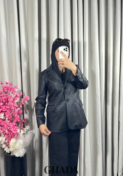 Veste en simili-cuir noir