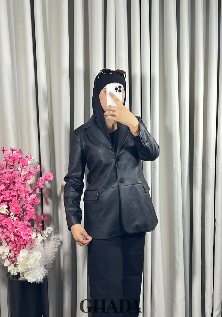 Veste en simili-cuir noir