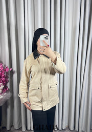 Veste en daim avec col en simili cuir