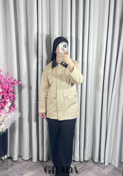 Veste en daim avec col en simili cuir