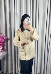 Veste en daim avec col en simili cuir