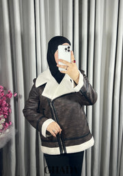 Perfecto en simili-cuir en marron chocolat