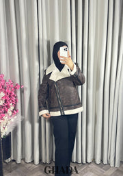 Perfecto en simili-cuir en marron chocolat