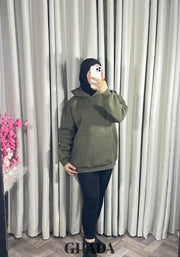 Sweat à capuche en vert kaki