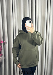 Sweat à capuche en vert kaki