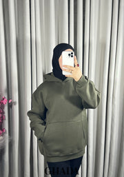 Sweat à capuche en vert kaki