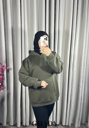 Sweat à capuche en vert kaki