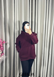 Sweat à capuche en bordeaux