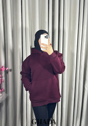 Sweat à capuche en bordeaux