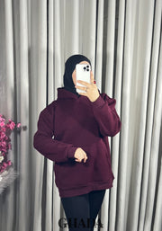 Sweat à capuche en bordeaux