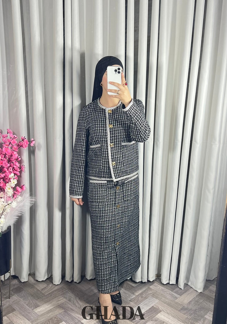 Ensemble veste et jupe en tweed