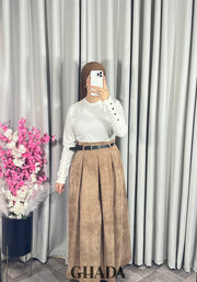 Jupe longue en velours en camel