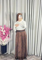 Jupe longue en velours marron