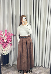 Jupe longue en velours marron