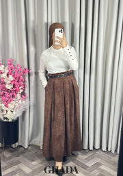 Jupe longue en velours marron