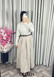 Jupe longue en velours beige clair