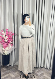 Jupe longue en velours beige clair