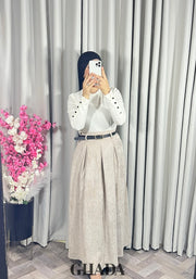 Jupe longue en velours beige clair