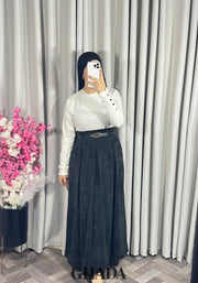 Jupe longue en velours noir