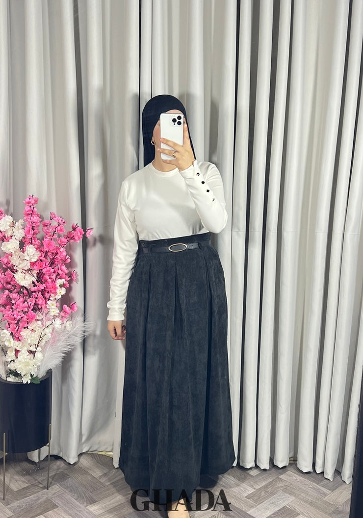 Jupe longue en velours noir