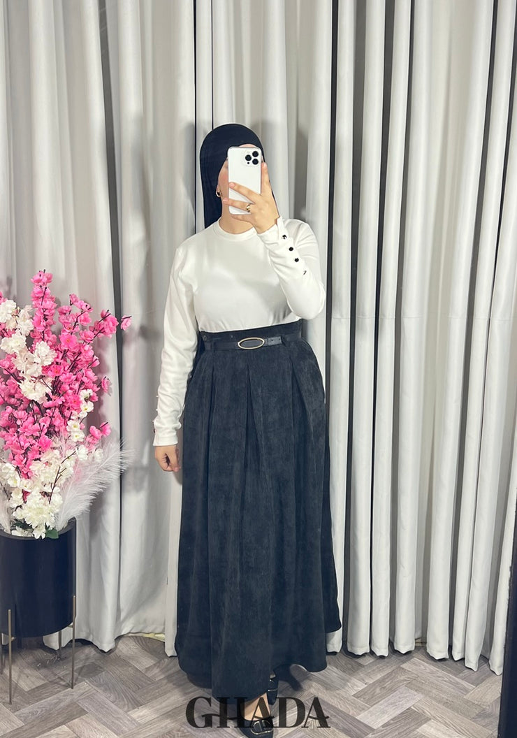 Jupe longue en velours noir