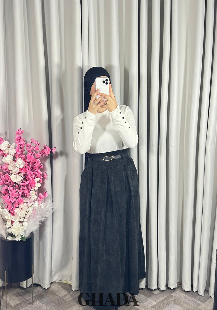 Jupe longue en velours noir