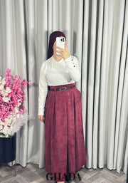 Jupe longue en velours bordeaux