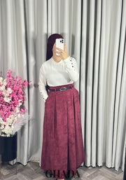 Jupe longue en velours bordeaux