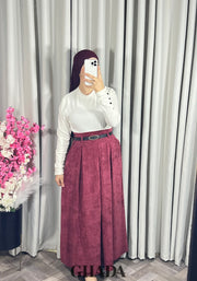 Jupe longue en velours bordeaux