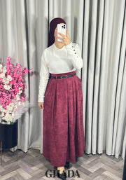 Jupe longue en velours bordeaux