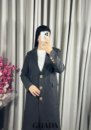 Veste manteau longue en gris foncé