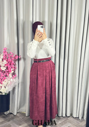 Jupe longue en velours bordeaux