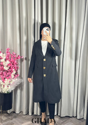 Veste manteau longue en gris foncé