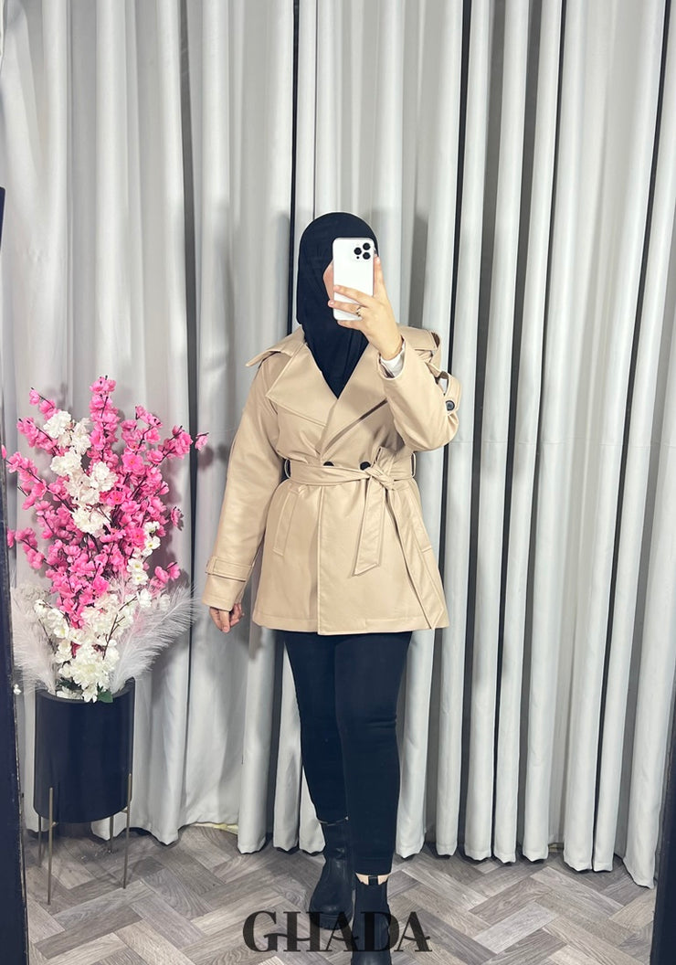 Trench-coat en simili cuir