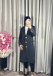 Veste manteau longue en gris foncé