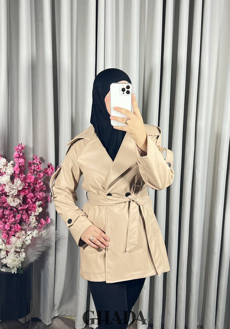 Trench-coat en simili cuir