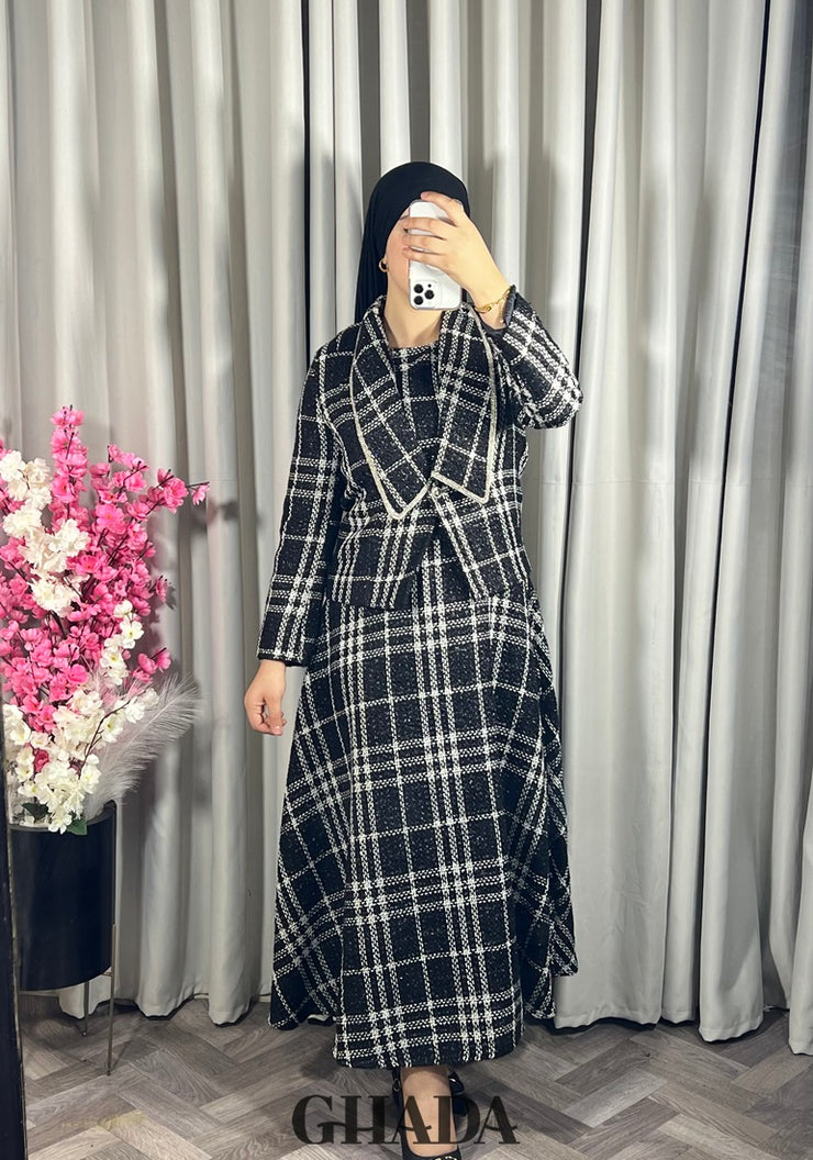 Ensemble robe avec veste en tweed
