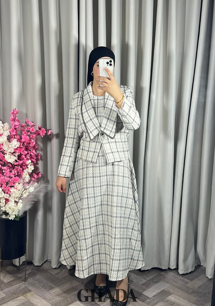 Ensemble robe avec veste en tweed