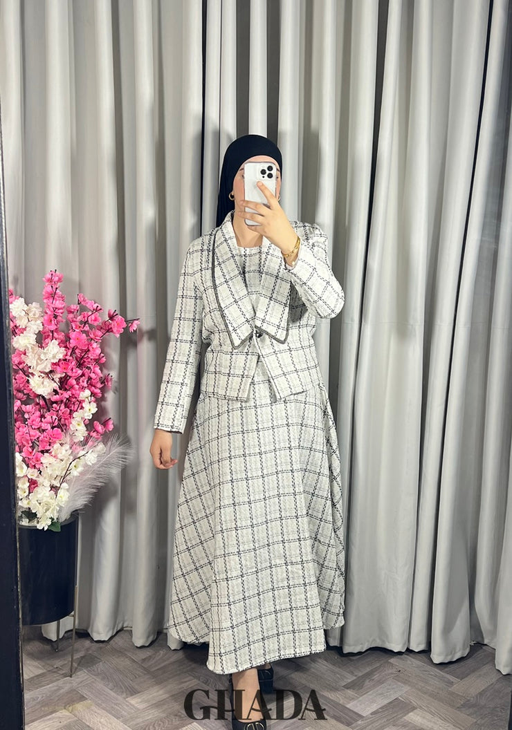 Ensemble robe avec veste en tweed