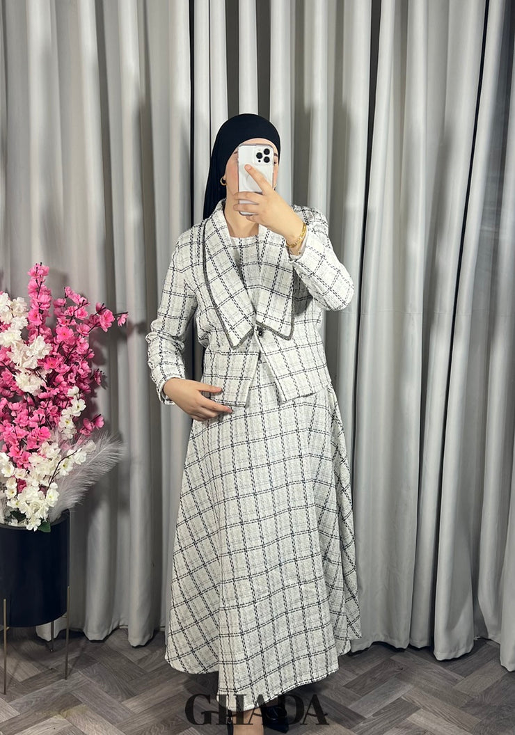 Ensemble robe avec veste en tweed