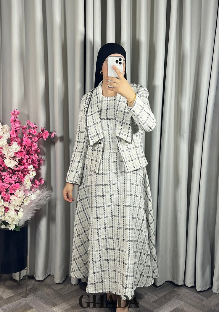 Ensemble robe avec veste en tweed