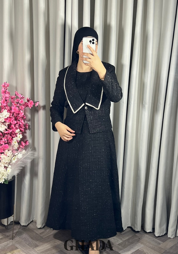 Ensemble robe avec veste en tweed