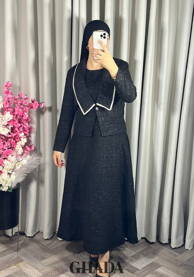 Ensemble robe avec veste en tweed