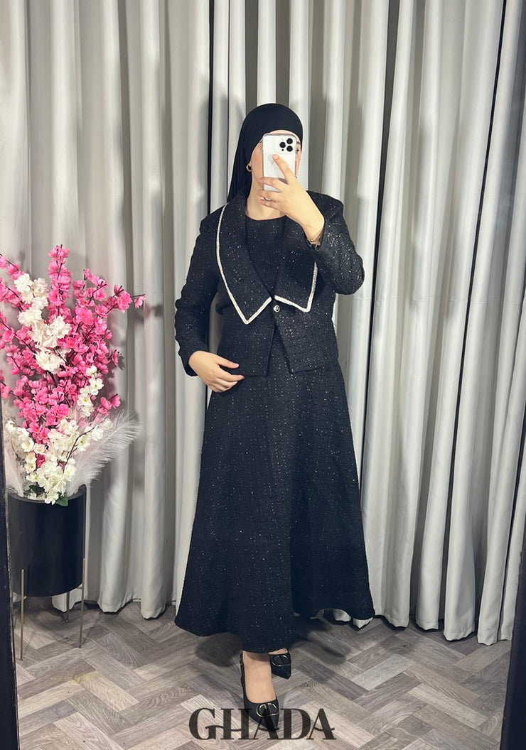 Ensemble robe avec veste en tweed